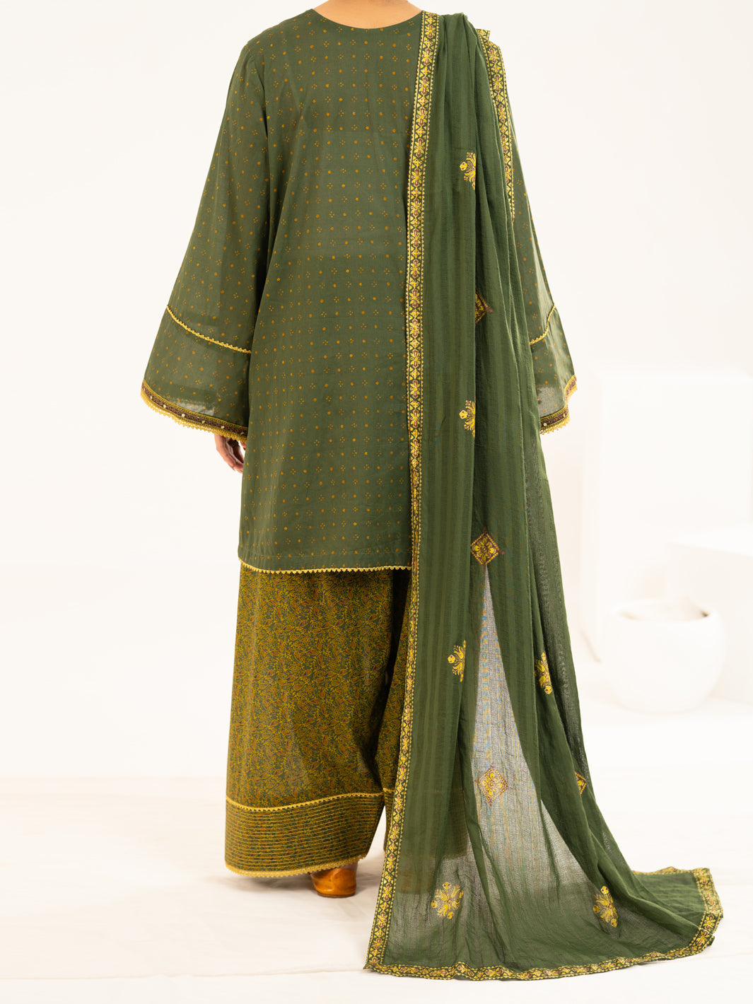 Lawn Mehendi Green Stitched Suit - J. Junaid Jamshed