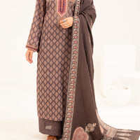 Lawn Brown Stitched Suit - J. Junaid Jamshed