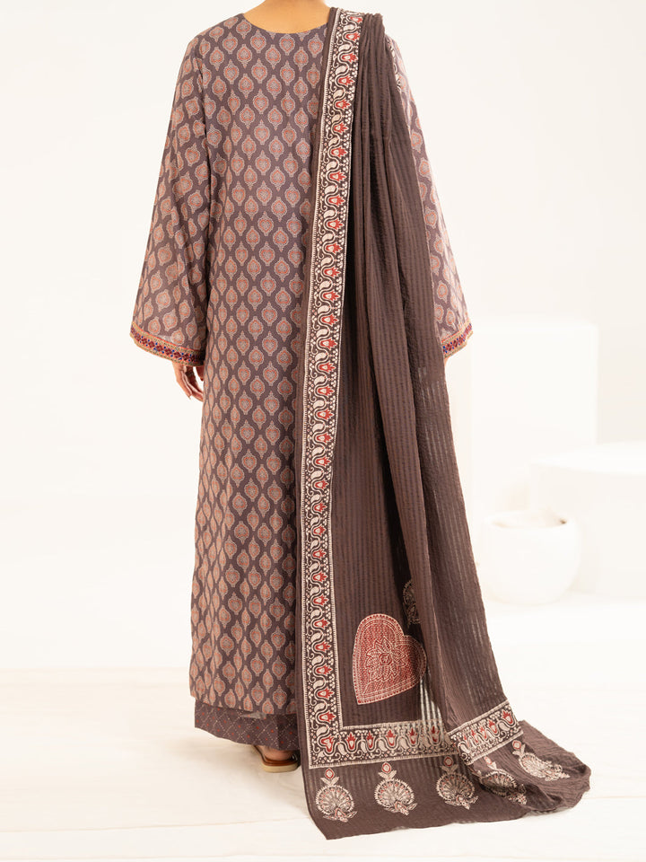 Lawn Brown Stitched Suit - J. Junaid Jamshed