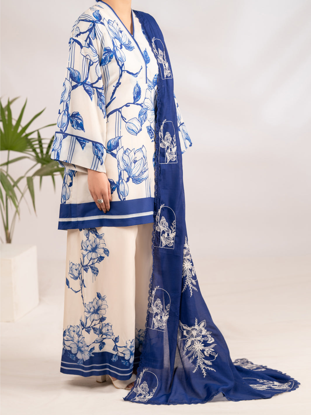 Lawn Blue Stitched Suit - Almirah