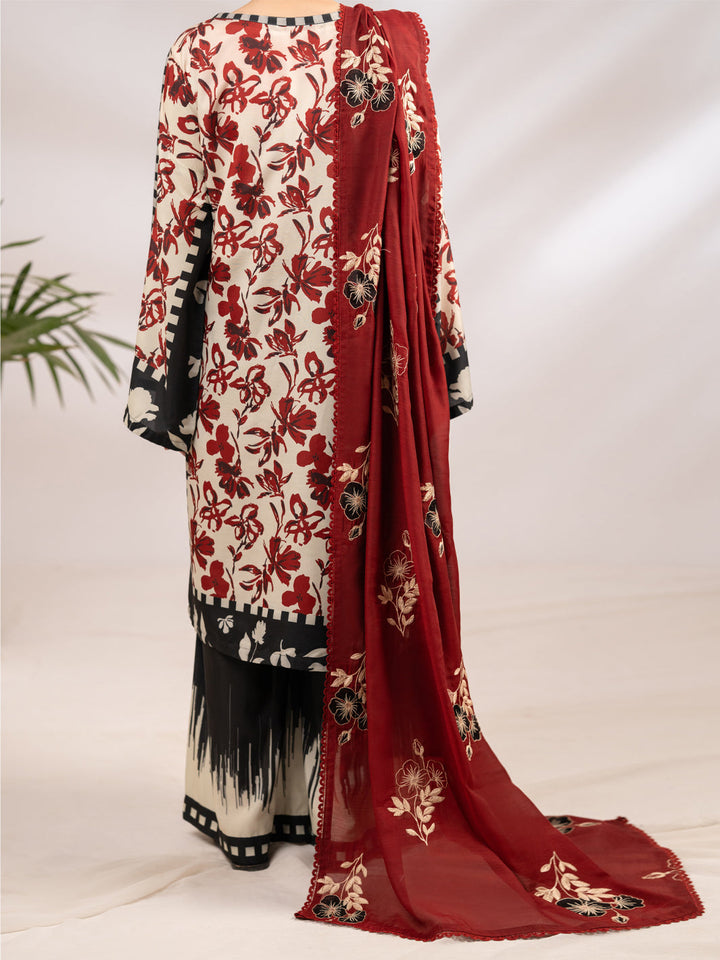Poly Lawn Maroon Stitched Suit - Almirah