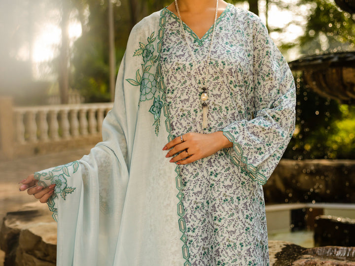 Raw Silk Ice Blue Stitched Suit - Almirah