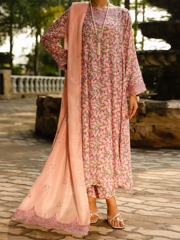 Raw Silk Light Pink Stitched Suit - Almirah