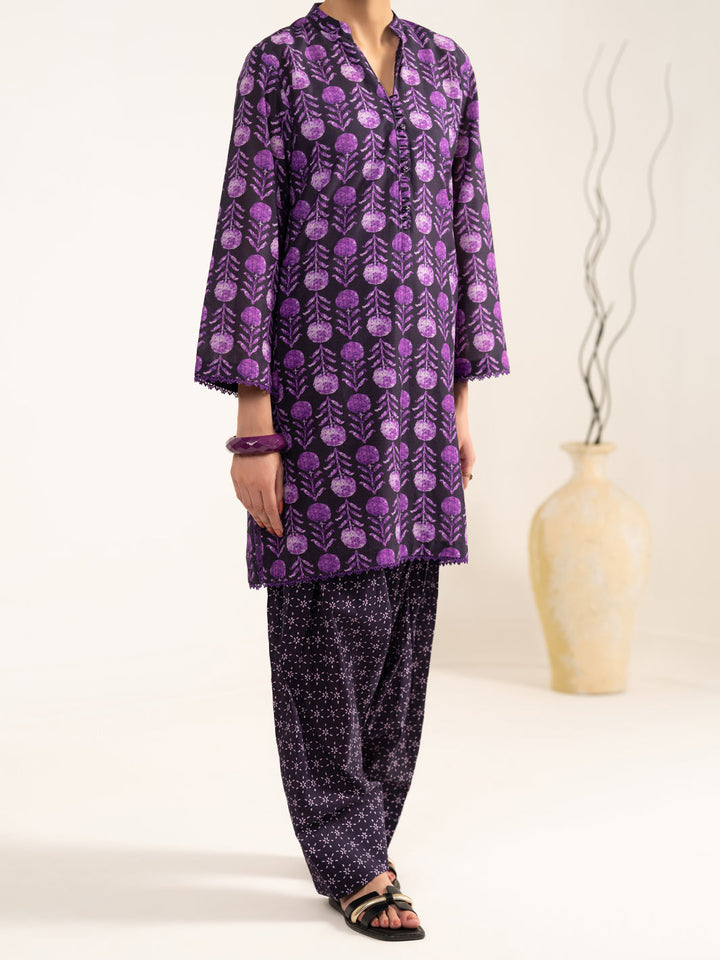 Lawn Purple Unstitched Suit - Almirah