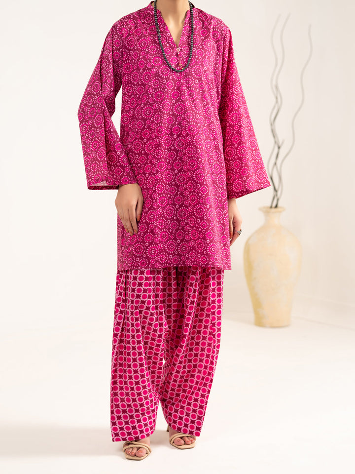 Lawn Fuchsia Unstitched Suit - Almirah