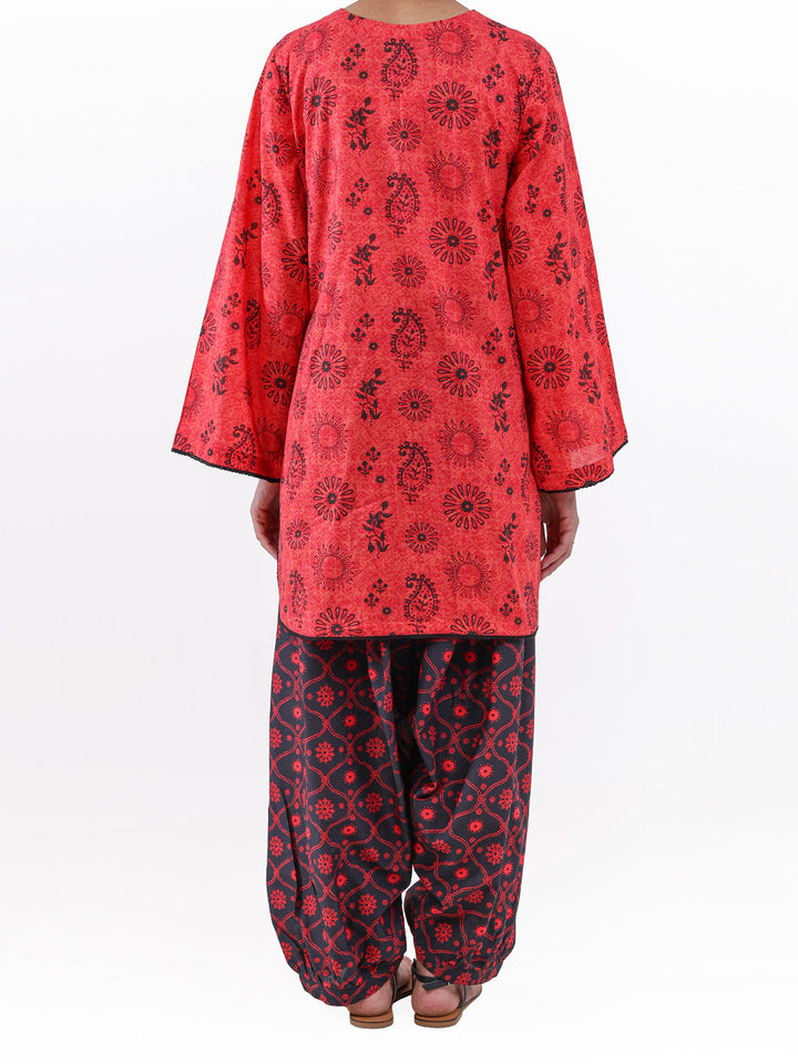 Lawn Red Unstitched Suit - Almirah