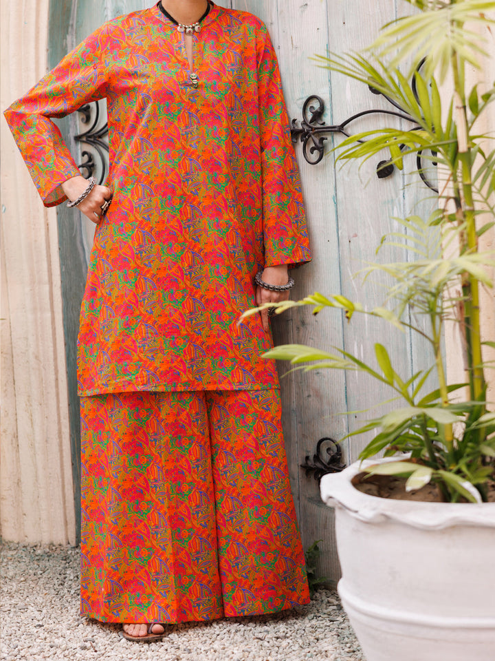 Lawn Orange Stitched Suit - Almirah