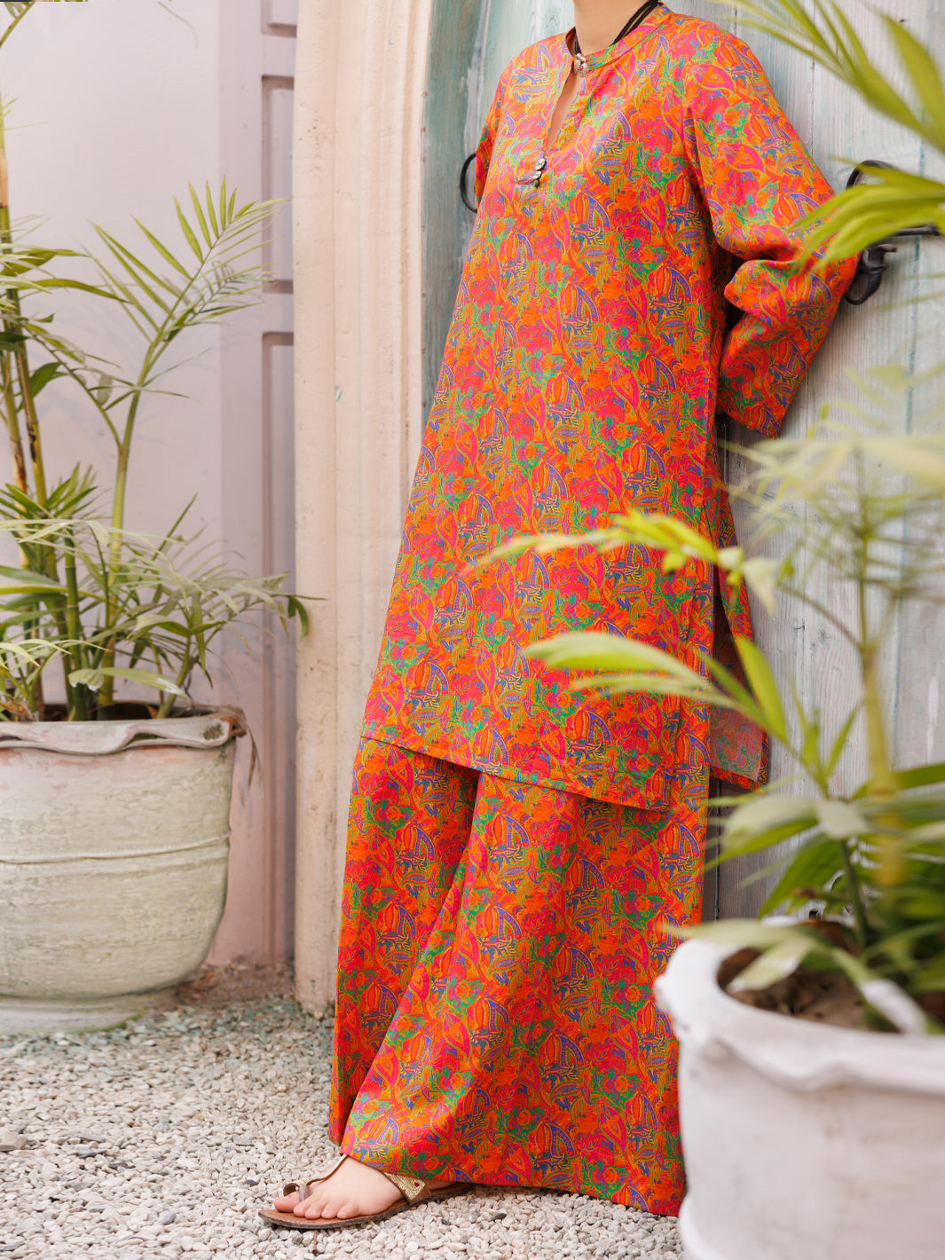 Lawn Orange Stitched Suit - Almirah