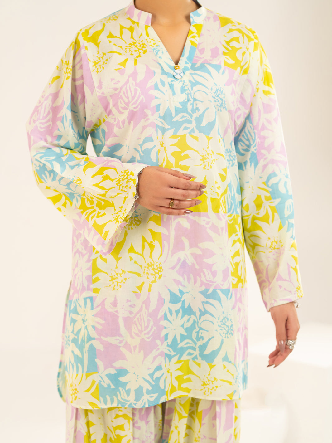 Lawn Multicolor Stitched Suit - J. Junaid Jamshed