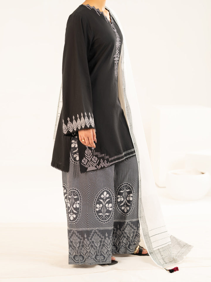 Lawn Black Stitched Suit - J. Junaid Jamshed