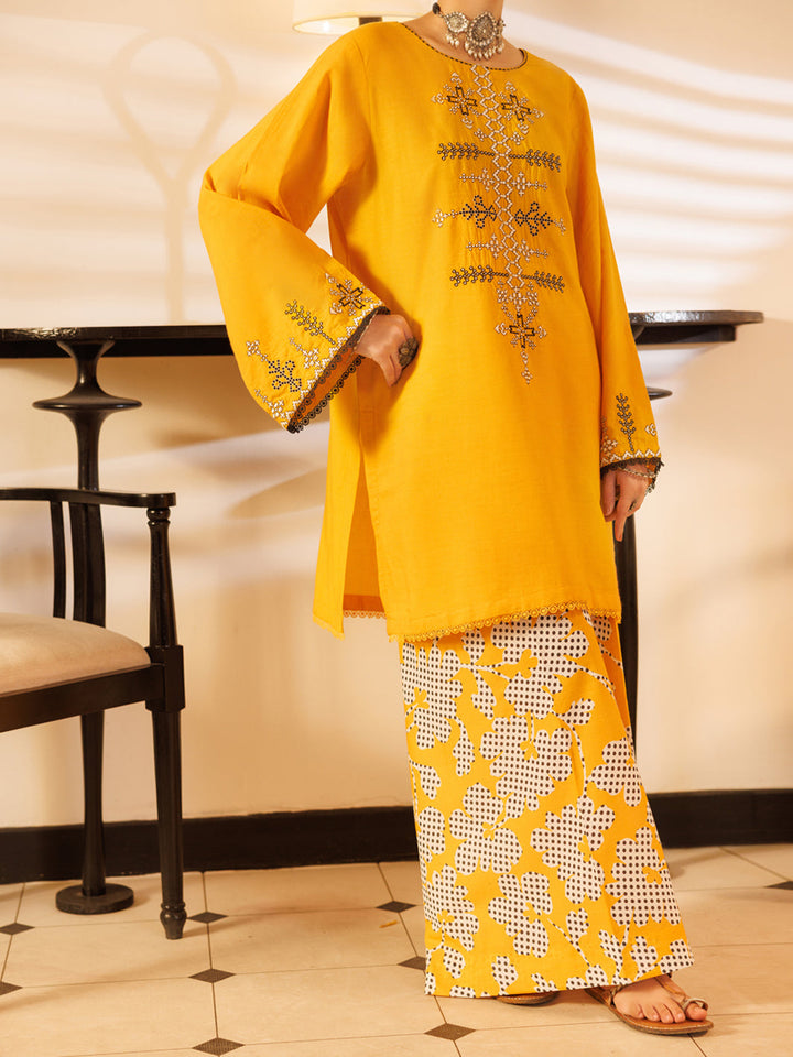 Lawn Yellow Stitched Suit - J. Junaid Jamshed