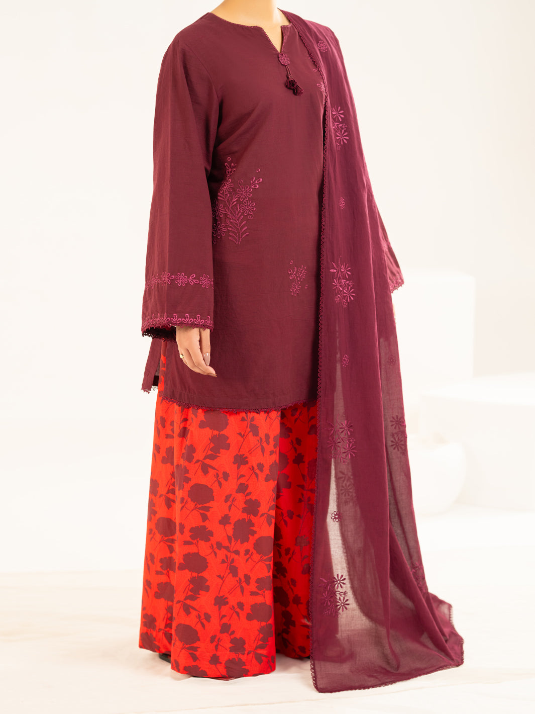 Lawn Brown Stitched Suit - J. Junaid Jamshed