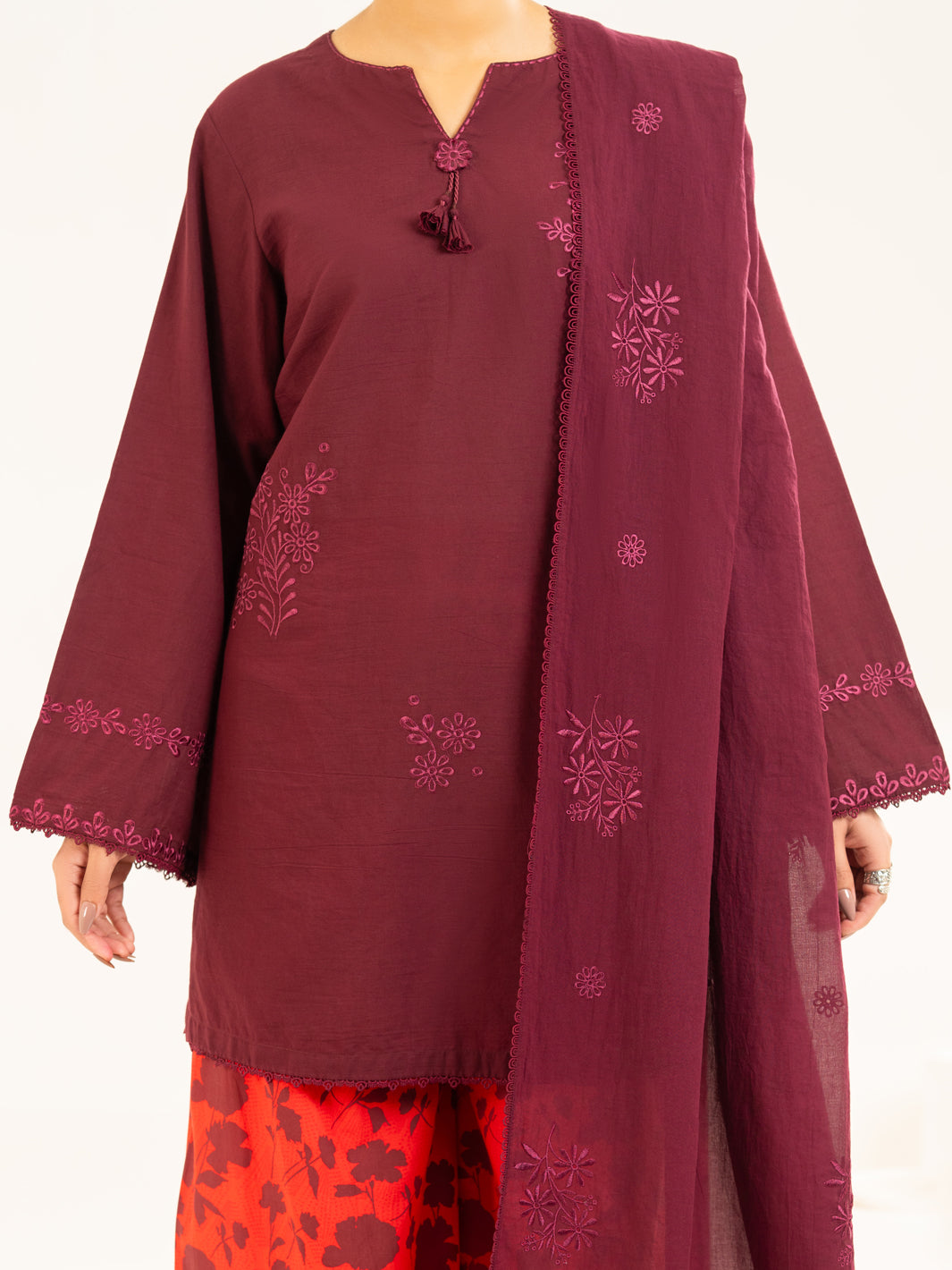 Lawn Brown Stitched Suit - J. Junaid Jamshed