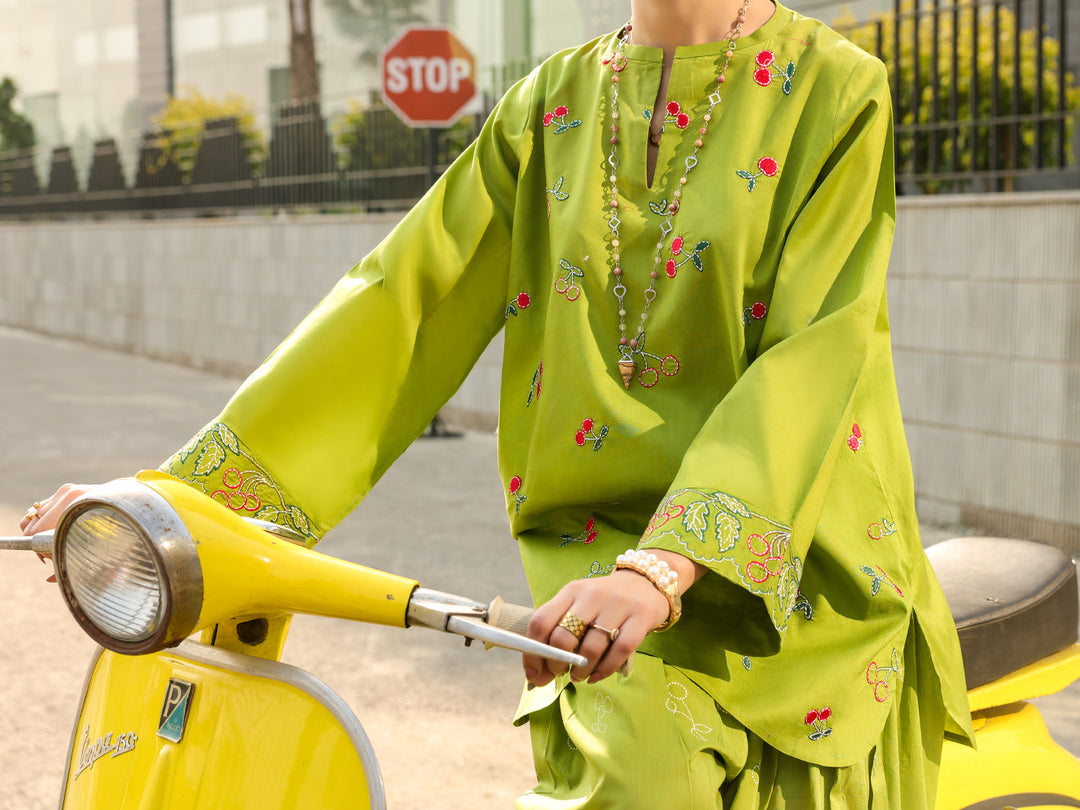 Lawn Green Stitched Suit - Almirah