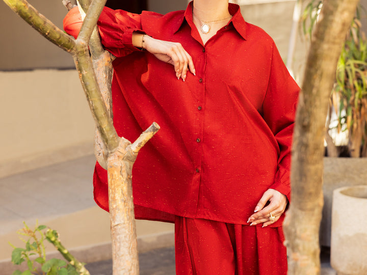 Dobby Rust Stitched Suit - Almirah