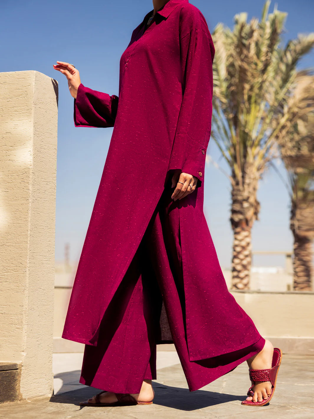 Dobby Purple Stitched Suit - Almirah