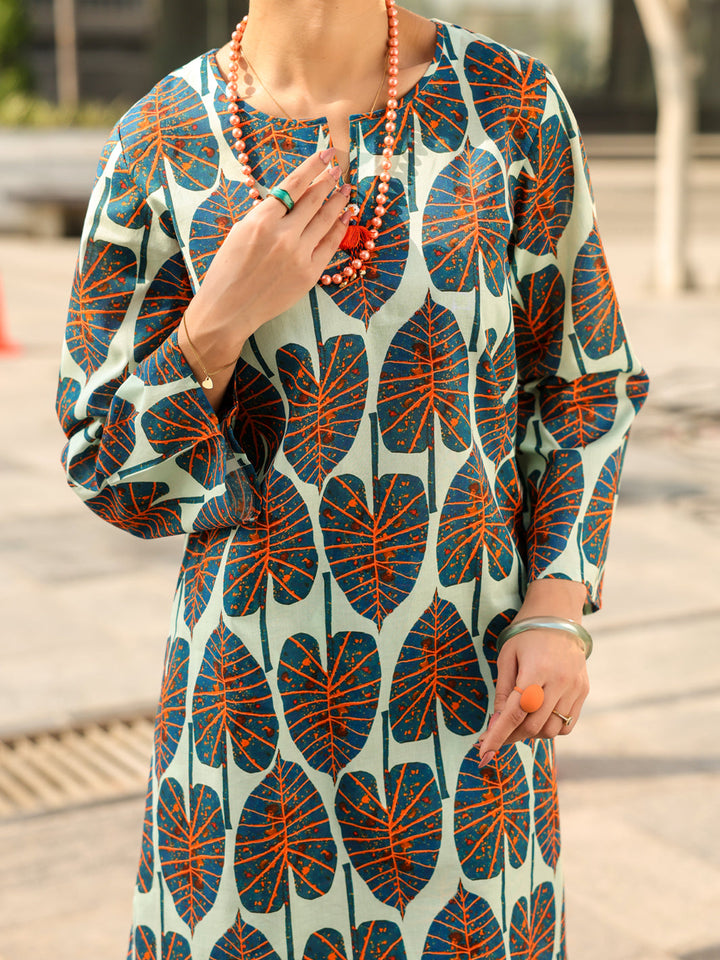 Lawn Green Stitched Suit - J. Junaid Jamshed