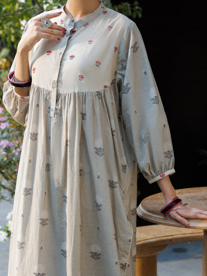 Cotton Beige Stitched Suit - Almirah