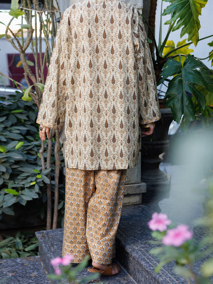 Cotton Fawn Stitched Suit - Almirah