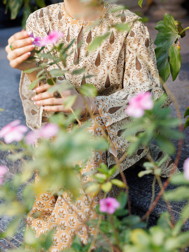 Cotton Fawn Stitched Suit - Almirah