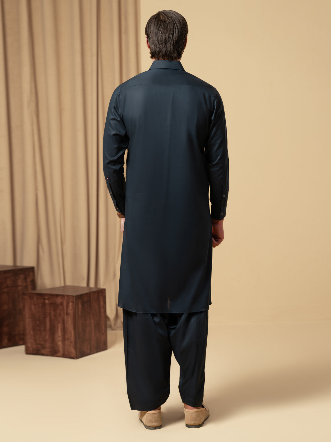Cotton Navy Blue Shalwar Kameez - Almirah