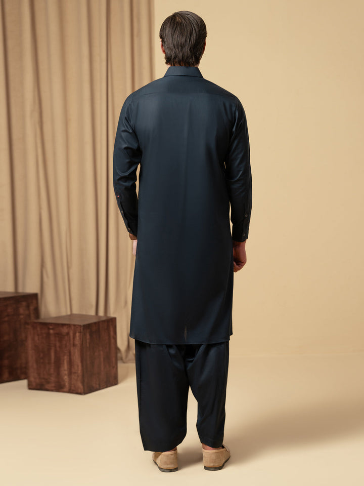 Cotton Navy Blue Shalwar Kameez - Almirah