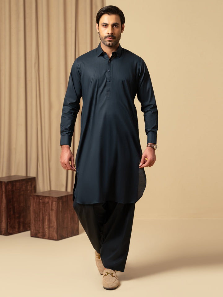 Cotton Navy Blue Shalwar Kameez - Almirah