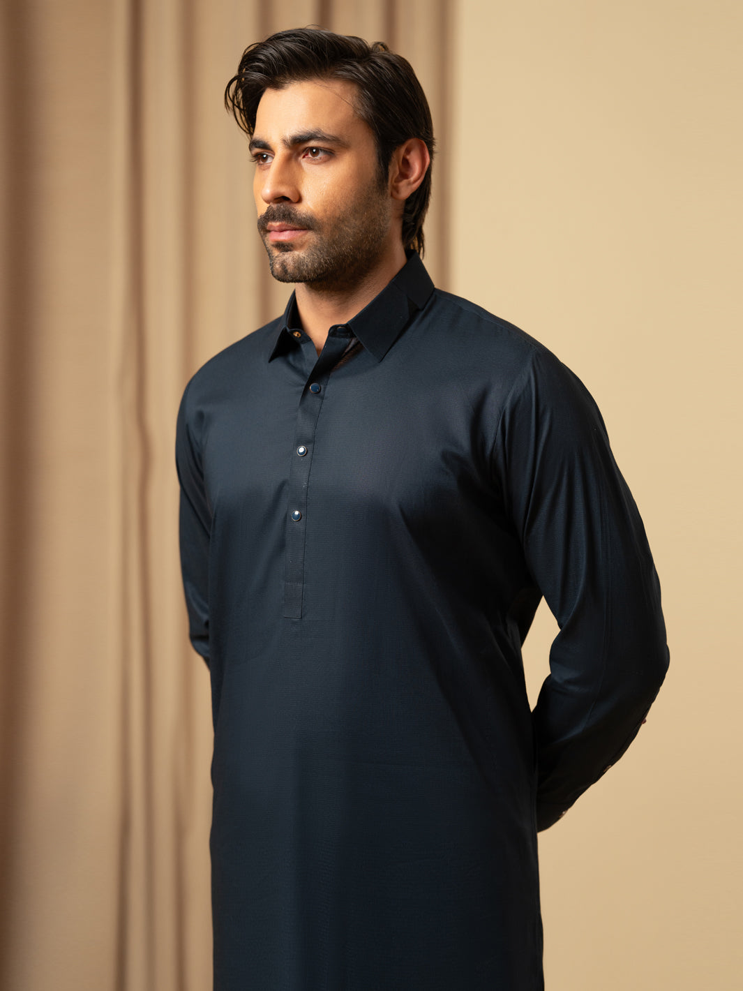 Cotton Navy Blue Shalwar Kameez - Almirah