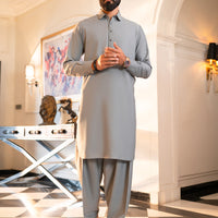Blended Grey Shalwar Kameez - J. Junaid Jamshed