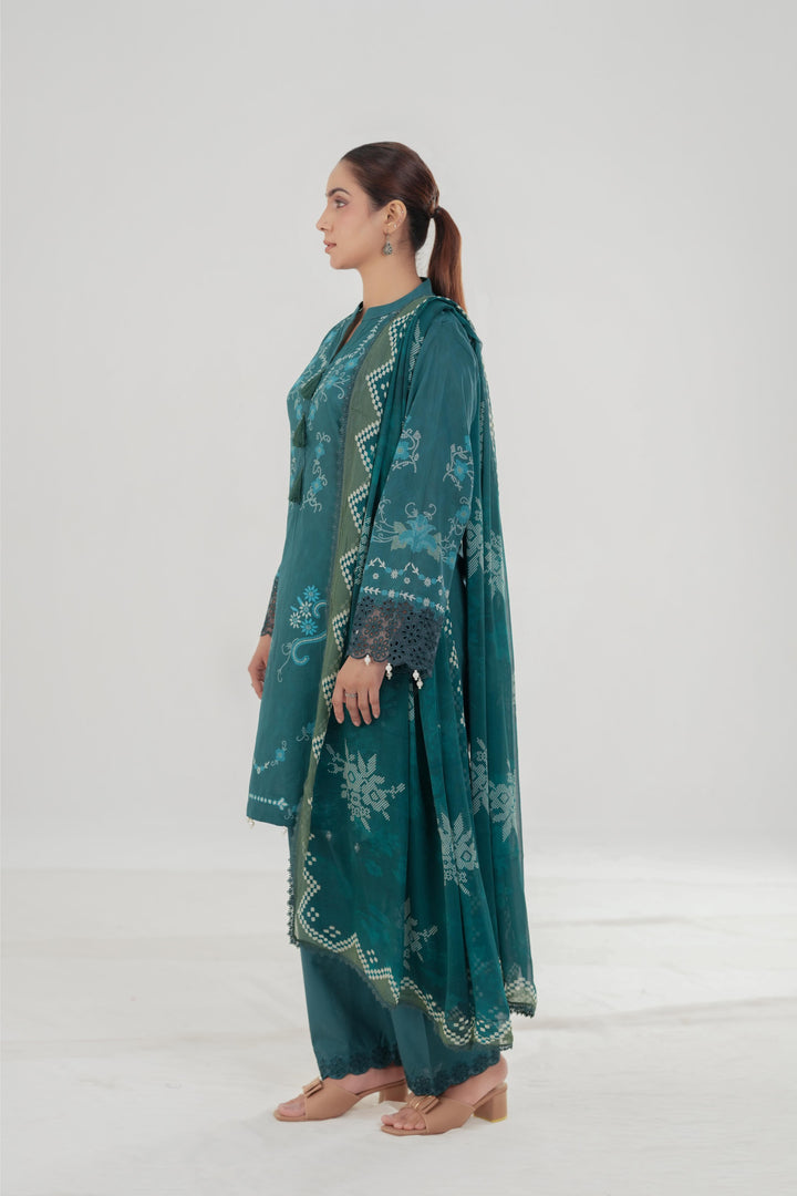 Aqua Luxe - Cross Stitch Embroidered Lawn Stitched