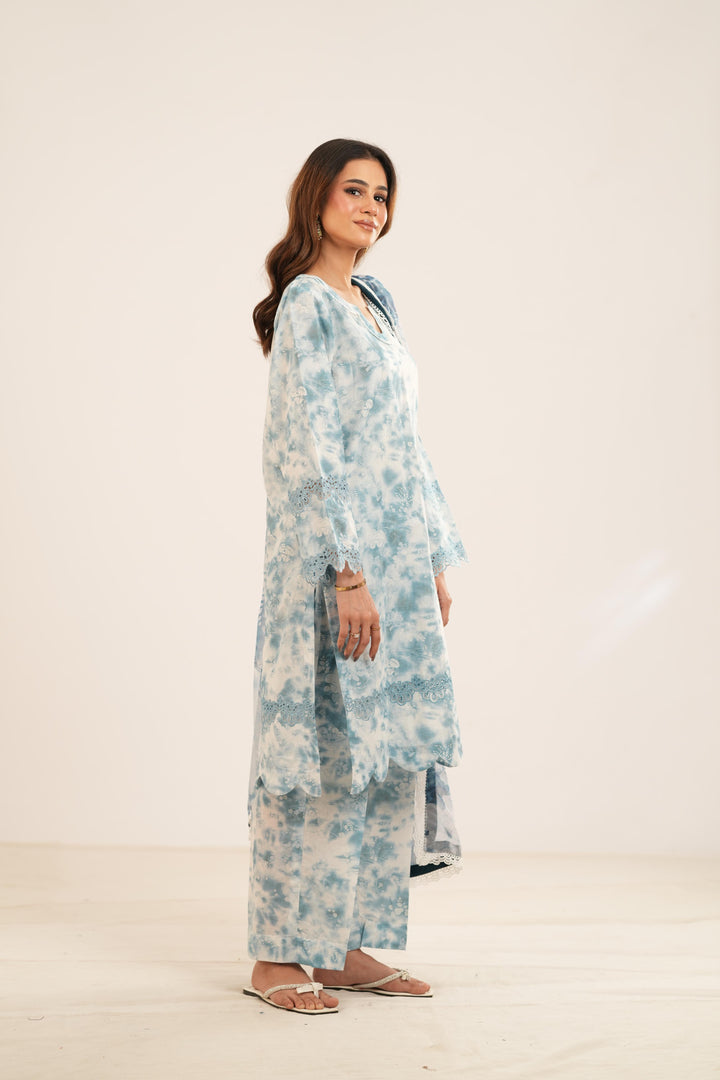 Aqua Veil - Farasha Printed Essentials Stitched