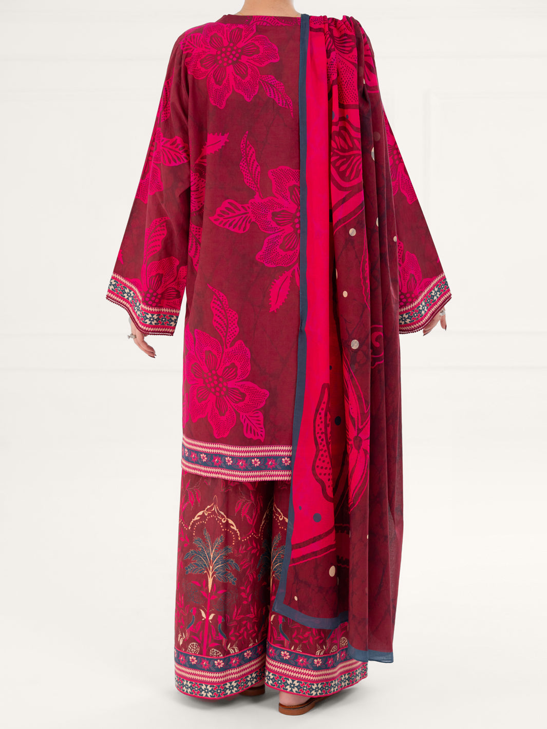 Cambric Fuchsia Stitched Suit - Almirah