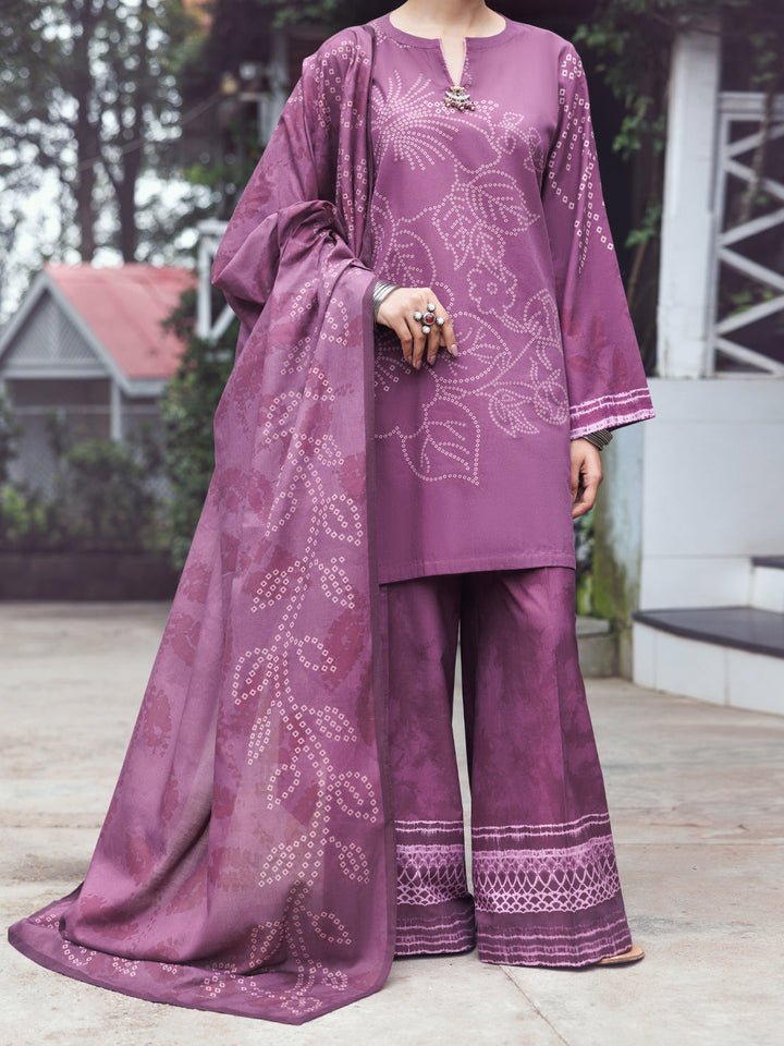 Cambric Purple Stitched Suit - Almirah