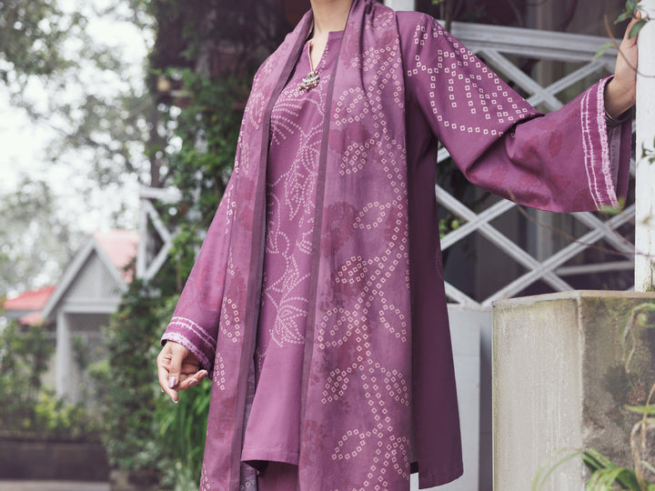 Cambric Purple Stitched Suit - Almirah