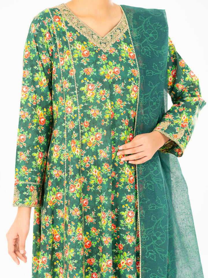 Cambric Green Stitched Suit - Almirah