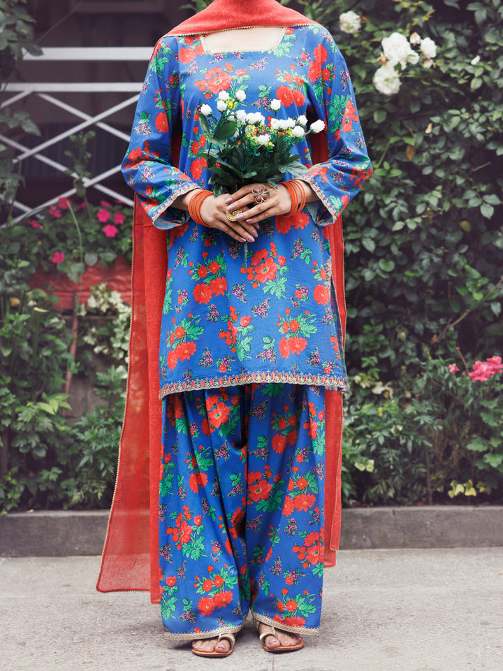 Cambric Blue Stitched Suit - Almirah