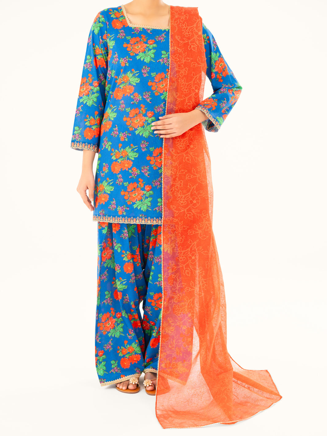 Cambric Blue Stitched Suit - Almirah