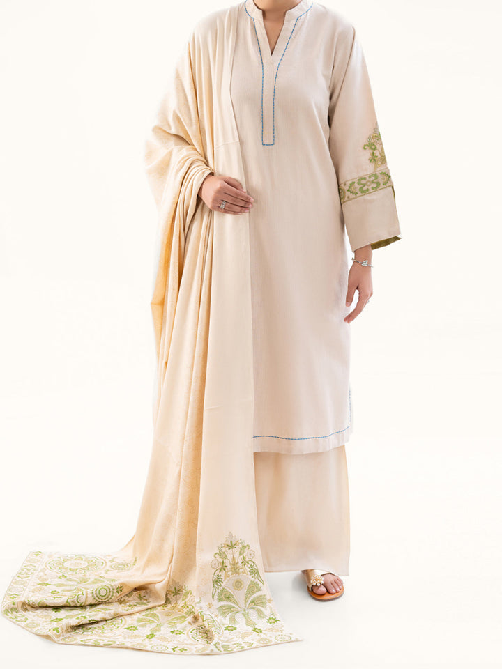 Dobby Off White Unstitched Suit - Almirah