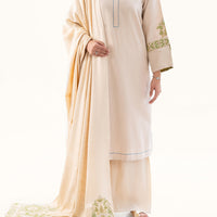 Dobby Off White Stitched Suit - Almirah