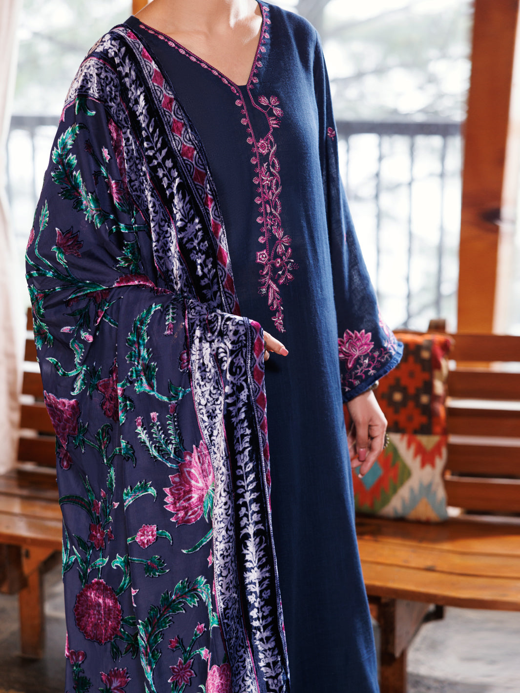 Crosshatch Blue Unstitched Suit - Almirah