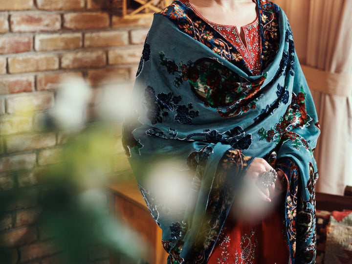 Crosshatch Orange Unstitched Suit - Almirah