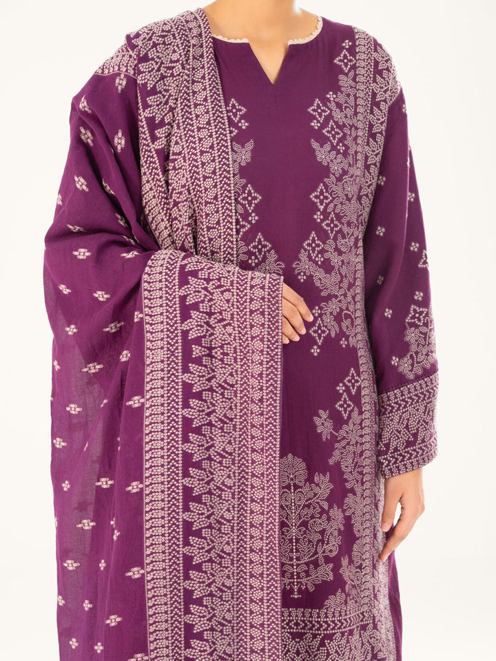 Jacquard Purple Stitched Suit - Almirah