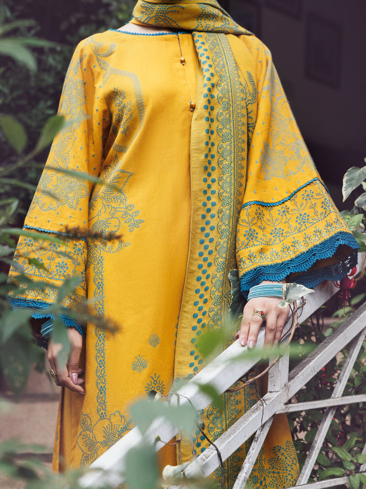 Jacquard Yellow Stitched Suit - Almirah
