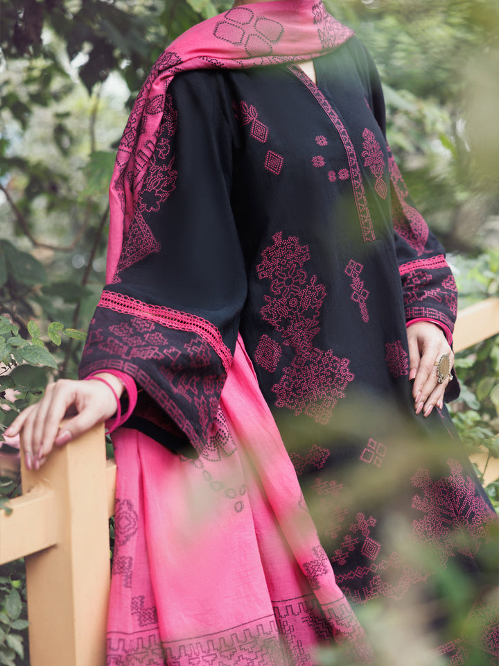 Jacquard Black Stitched Suit - Almirah