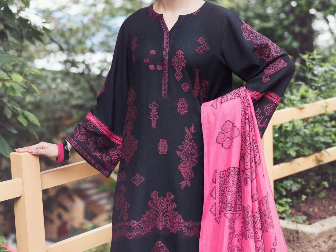 Jacquard Black Stitched Suit - Almirah