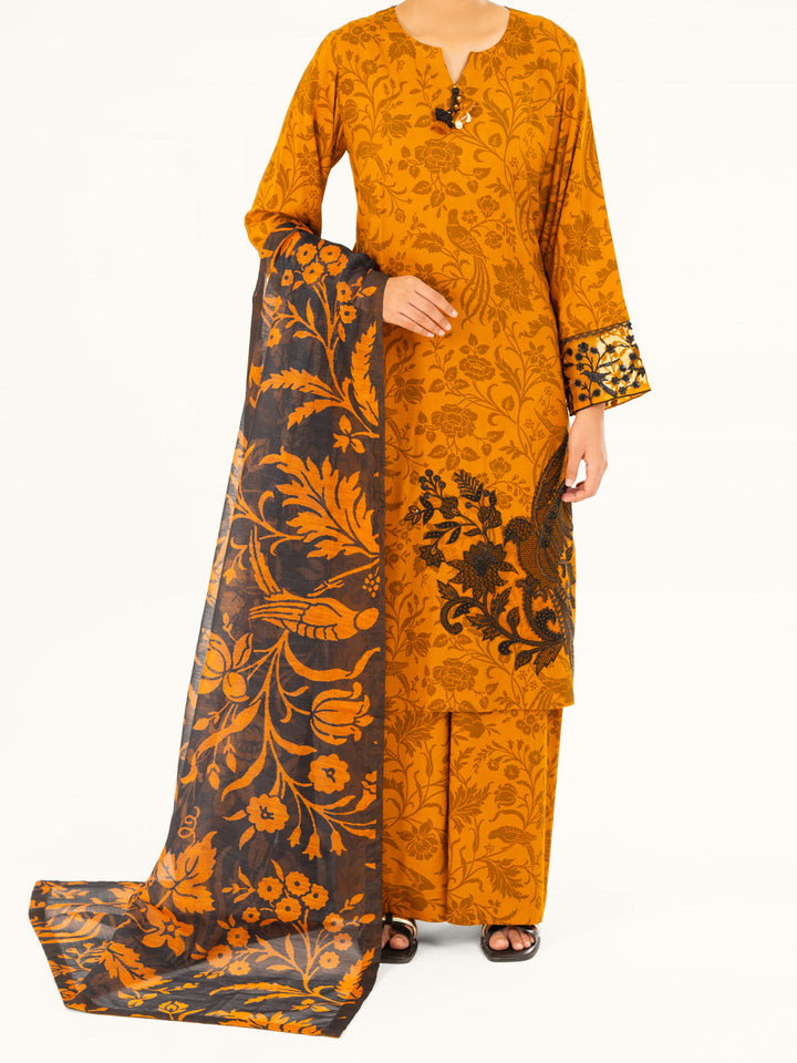 Viscose Mustard Stitched Suit - Almirah