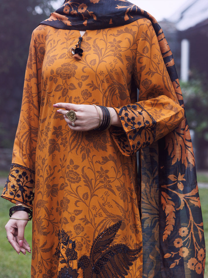 Viscose Mustard Stitched Suit - Almirah