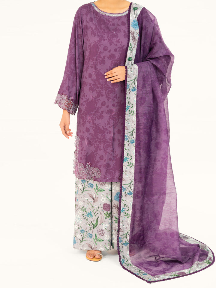 Viscose Purple Stitched Suit - Almirah