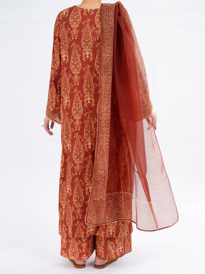 Maple Silk Brown Stitched Suit - Almirah