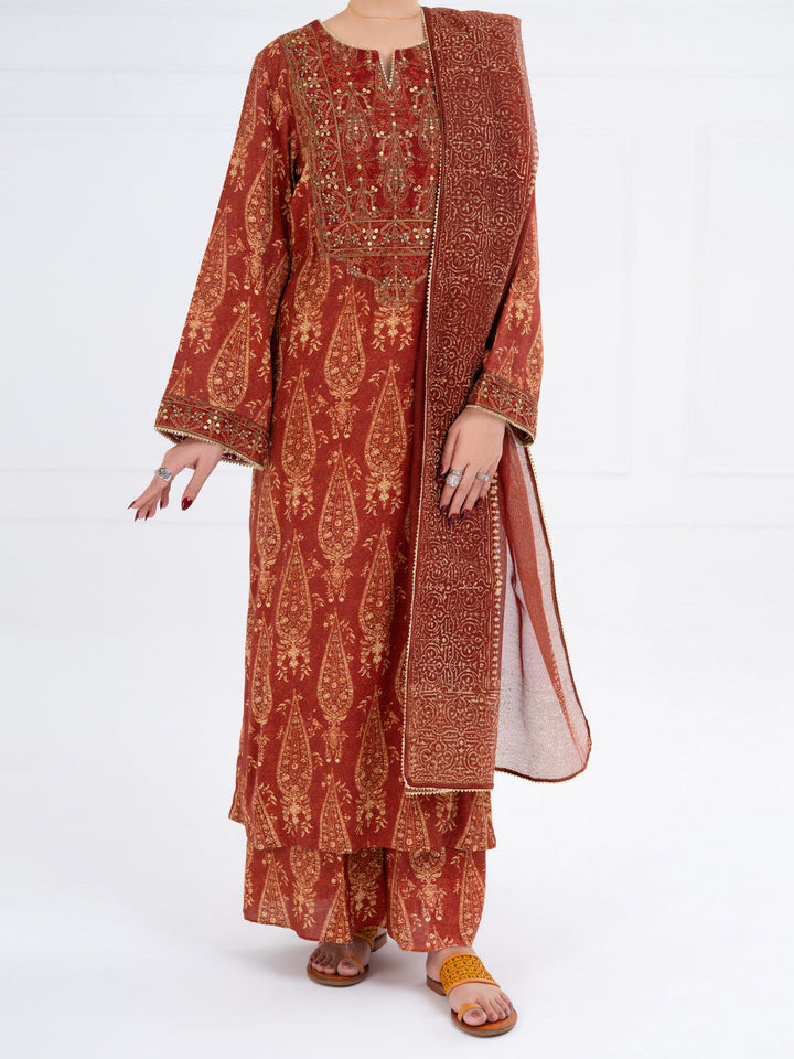 Maple Silk Brown Stitched Suit - Almirah